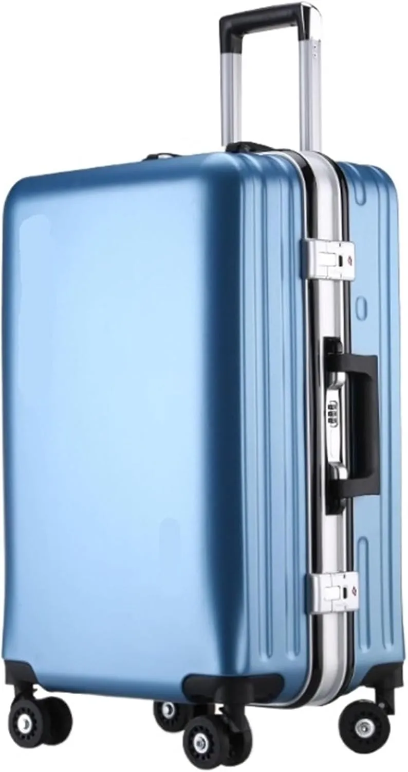 Carry-on Suitcase Luggage Suitcases Aluminum Frame Rechargeable Luggage Hard Shell Suitcases with Wheels Carry-on Suitcases Carry On Luggages (Blue 22inch)