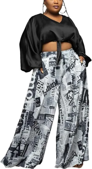 Casual Palazzo Pants for Women Lounge Pants Wide Leg Trousers Women Skirt Pants with Elastic Waistband