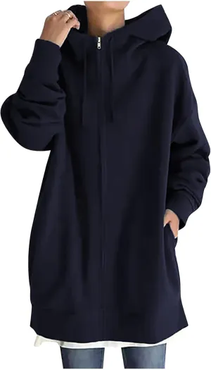 Ceboyel Women Oversized Sweatshirt Loose Fit Full Zip Up Fashion Long Hoodies Trendy Y2K Jackets Winter Outfits Clothes 2023