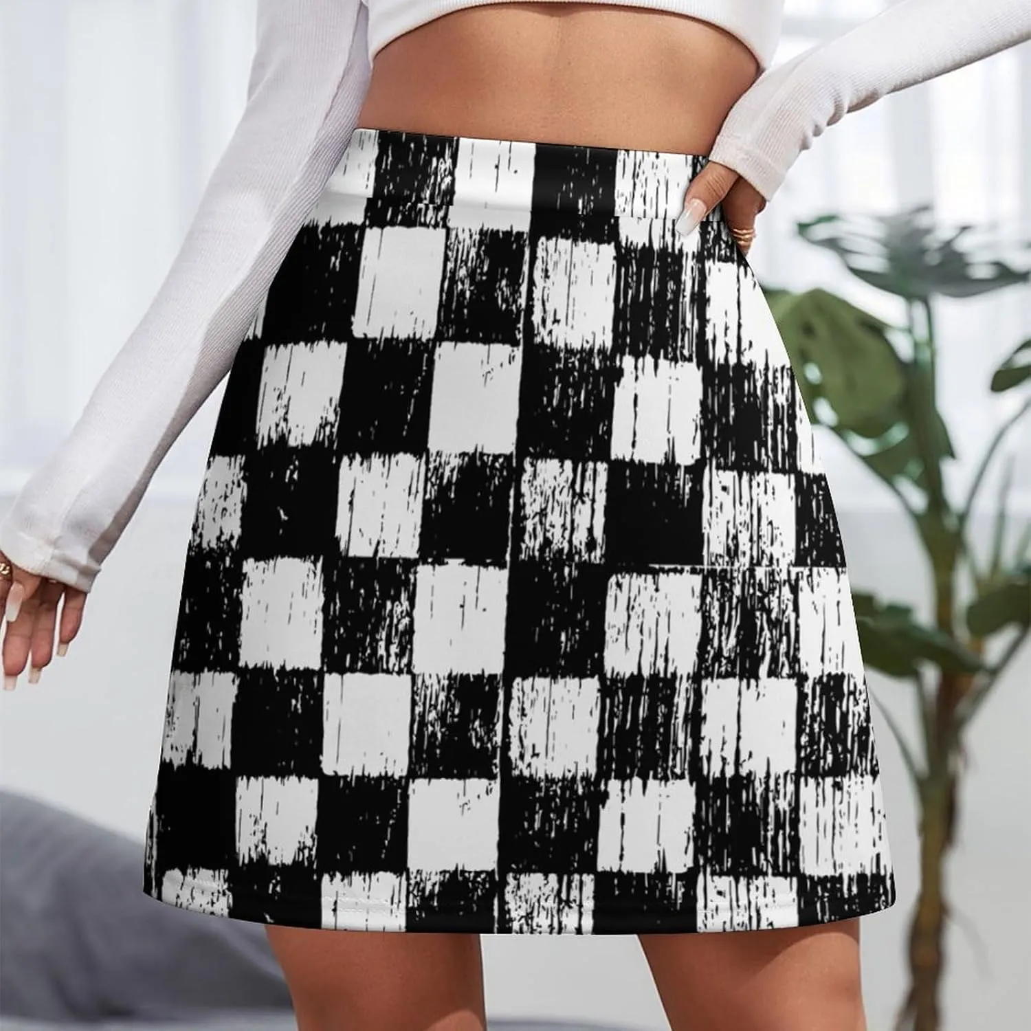 Checkerboard Retro Pattern Short Skirt Culottes Womens Athletic Skorts Skirts Active Skort Miniskirt Sexy Skort