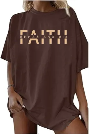 Christian Shirts for Women Oversized Jesus Shirt Faith Graphic Religious Sayings Tee Shirt Drop Shoulder Tops