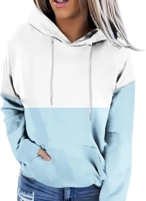 Color Block Hoodies For Women Trendy 2024 Teen Girls Fall Outfits Casual Long Sleeve Hooded Pullover Sweatshirts