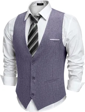 COOFANDY Men's Suit Vest V-Neck Casual Business Vests Lightweight Slim Fit Formal Dress Waistcoat for Wedding Party