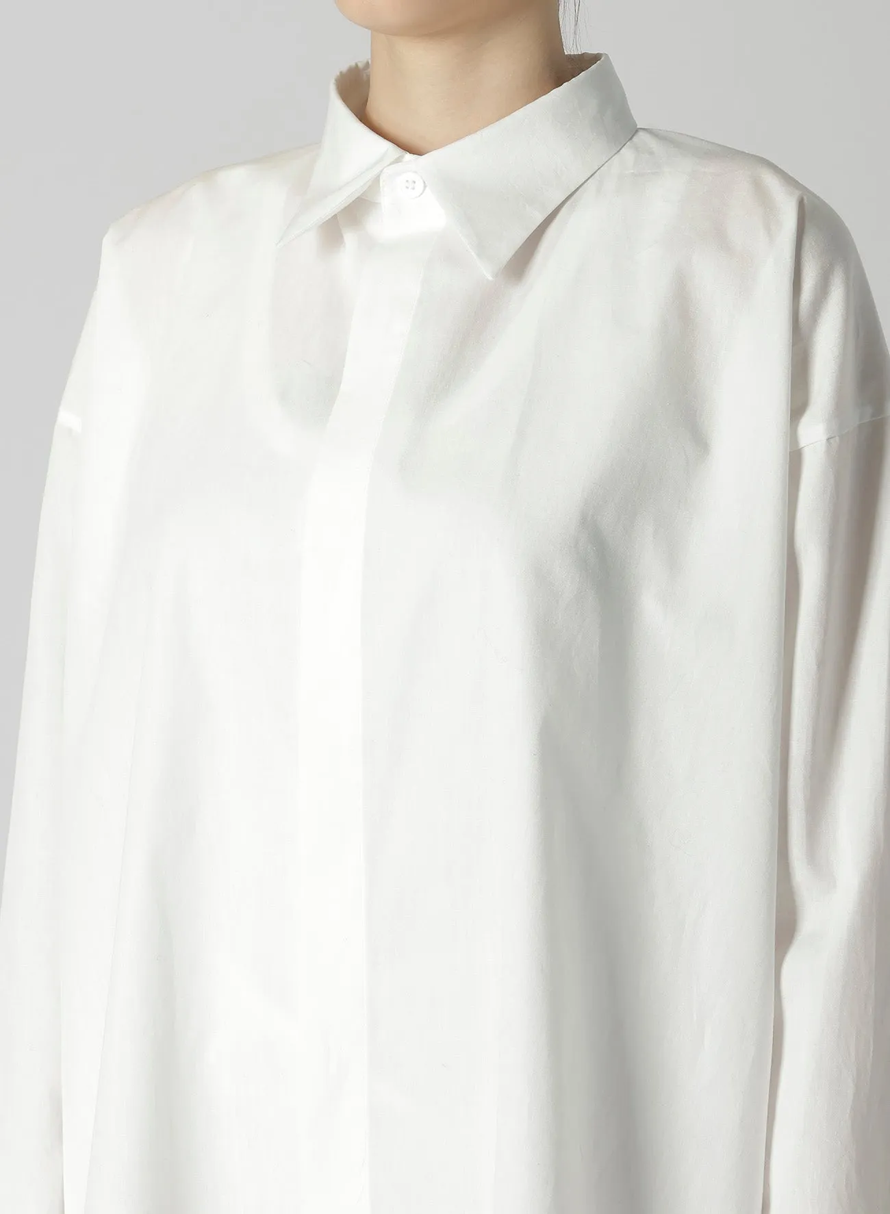 COTTON BROAD R-DOUBLE PLACKET BLOUSE