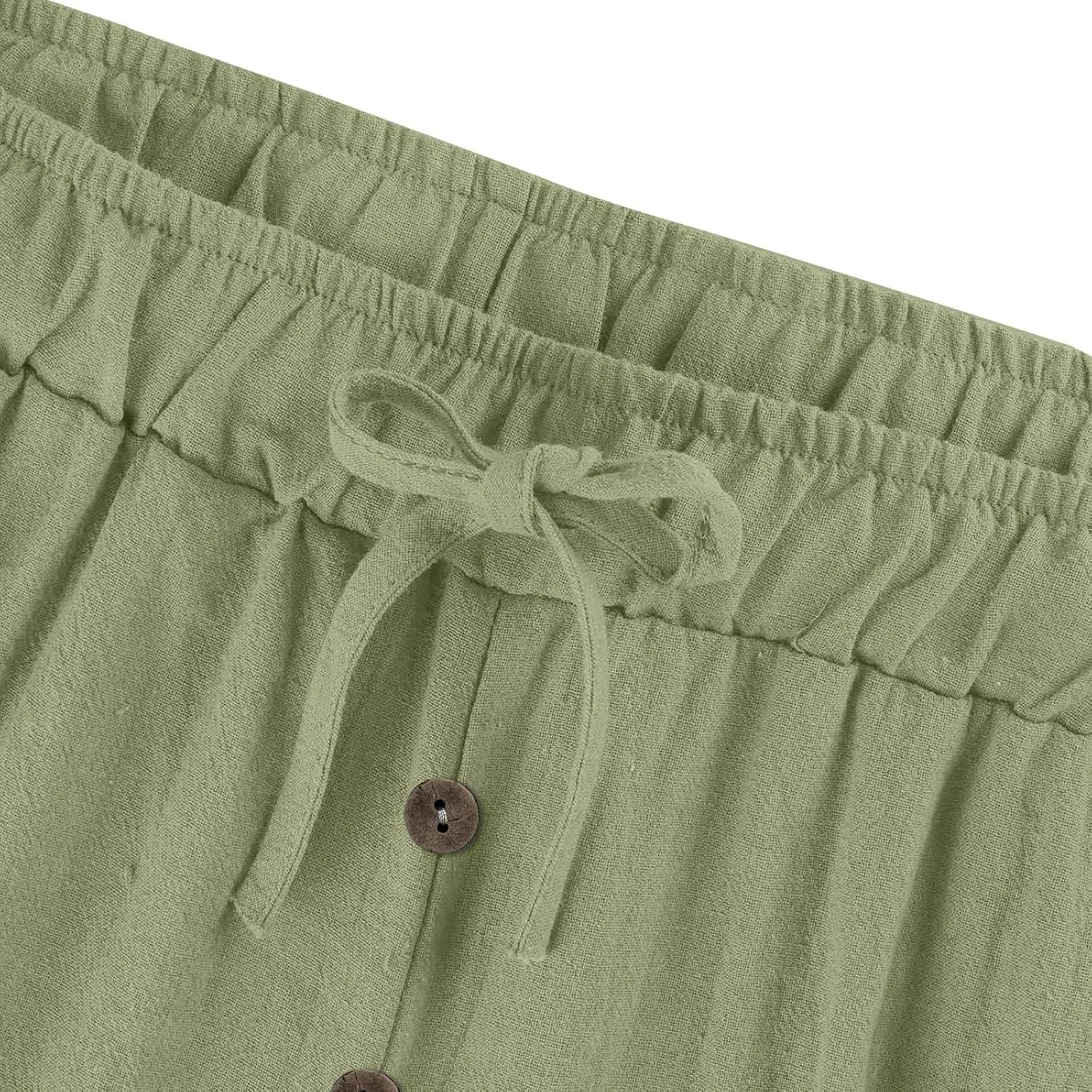 Cotton Linen Pants for Women Casual Summer Wide Leg Palazzo Loose Drawstring Elastic Waist Lounge Trousers Outfits 2025