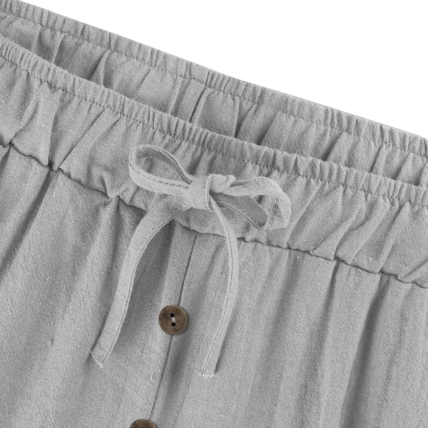 Cotton Linen Pants for Women Casual Summer Wide Leg Palazzo Loose Drawstring Elastic Waist Lounge Trousers Outfits 2025