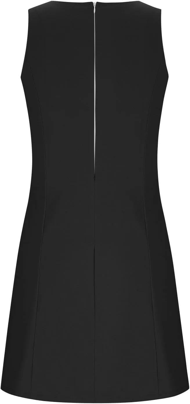 Crew Neck Dresses for Women's Summer Casual Solid Color Sleeveless - Flowy Loose Fit Mini Dress for Lounge