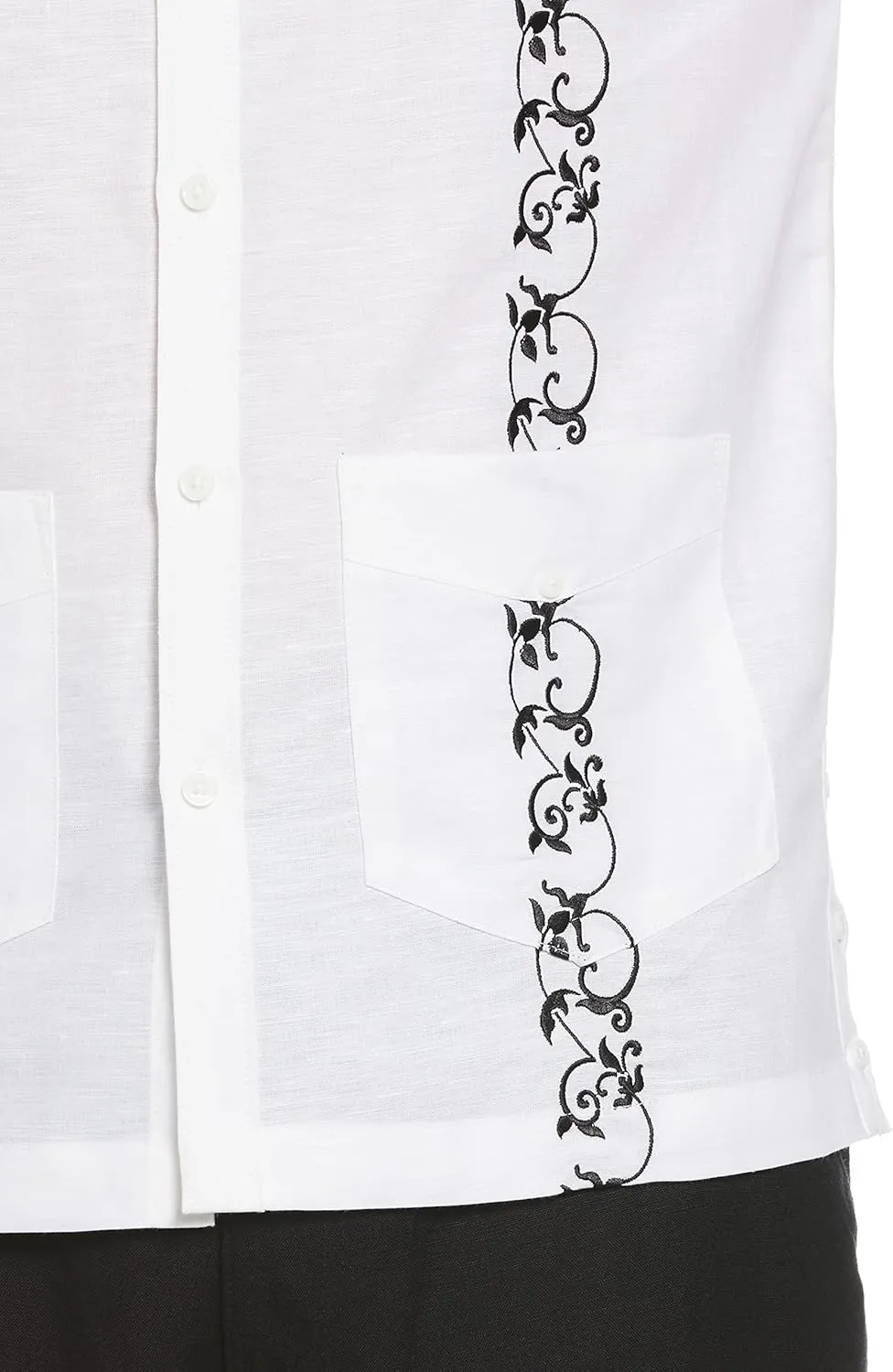 Cubavera Men's Linen Blend Contrast Embroidery Short Sleeve Guayabera Shirt