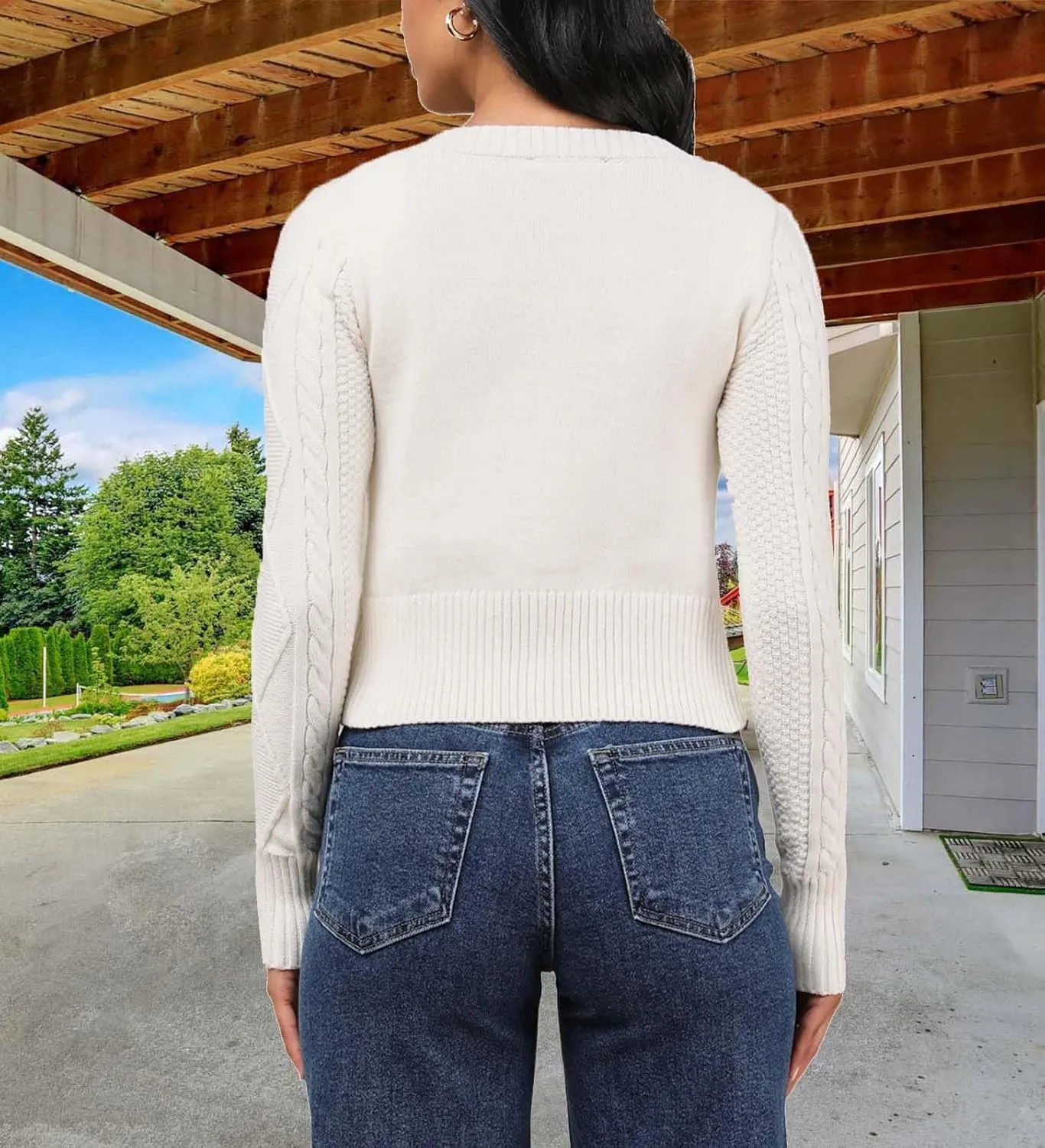 DeftSharp Women's V-Neck Knit Cardigan - Long Sleeve Button-Up Sweater Casual Formal Wear