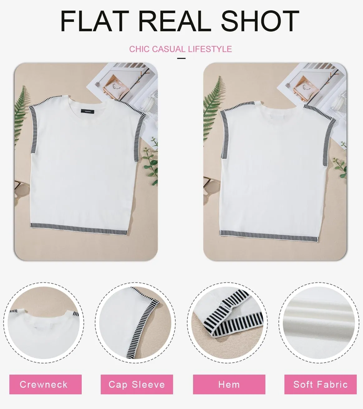 Dokotoo Womens Summer Cap Sleeve Tops 2025 Crewneck Sweater Vest Casual Knit Lightweight Sweater Pullover Trendy Tank Shirts