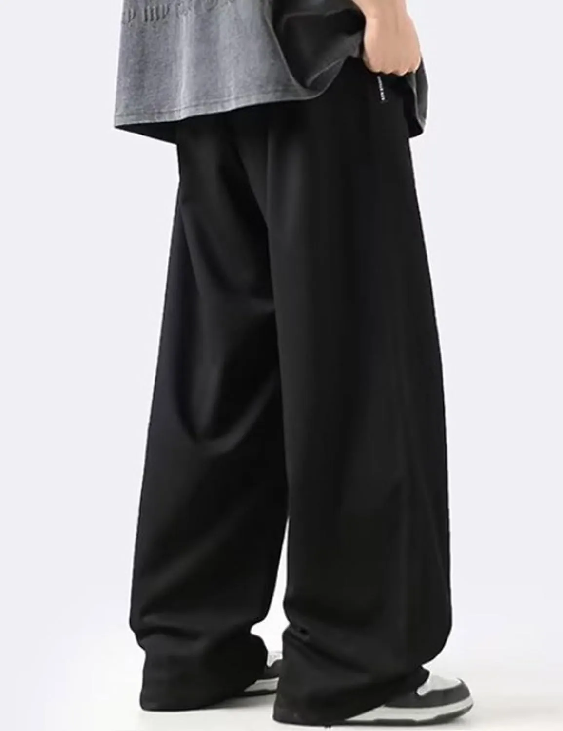 FCOOLYEET Mens Baggy Sweatpants Y2k Track Pants Drawstring Yoga Gym Workout Pants Wide Leg Long Pants Streetwear
