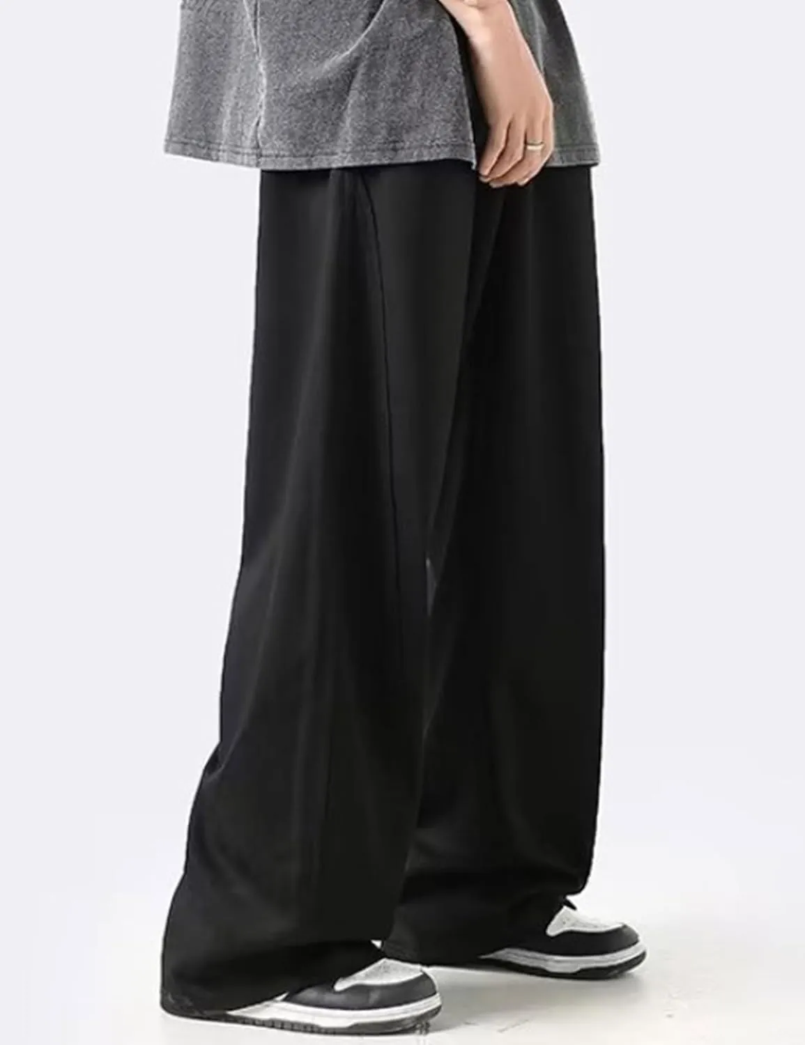 FCOOLYEET Mens Baggy Sweatpants Y2k Track Pants Drawstring Yoga Gym Workout Pants Wide Leg Long Pants Streetwear