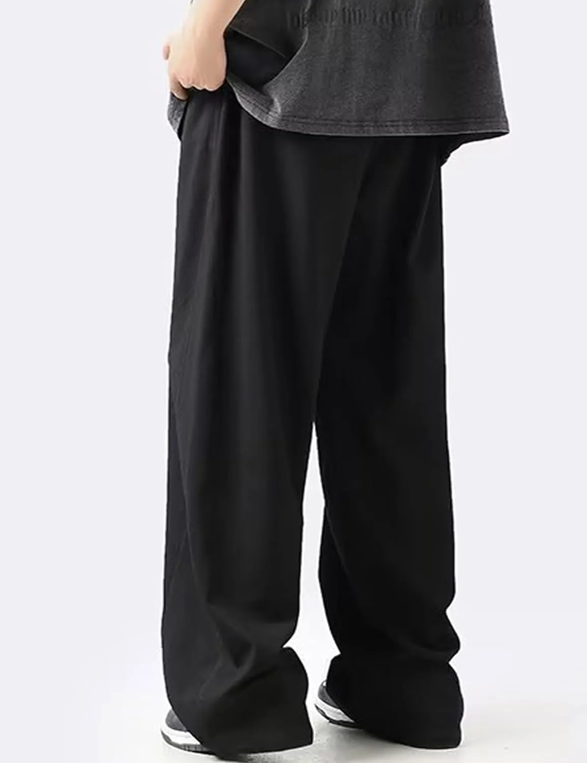 FCOOLYEET Mens Baggy Sweatpants Y2k Track Pants Drawstring Yoga Gym Workout Pants Wide Leg Long Pants Streetwear