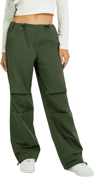 FireSwan Women's Parachute Pants Baggy Cargo Pants Wide Leg Y2K Pants with 4 Pockets Outdoor Travel Casual Hiking