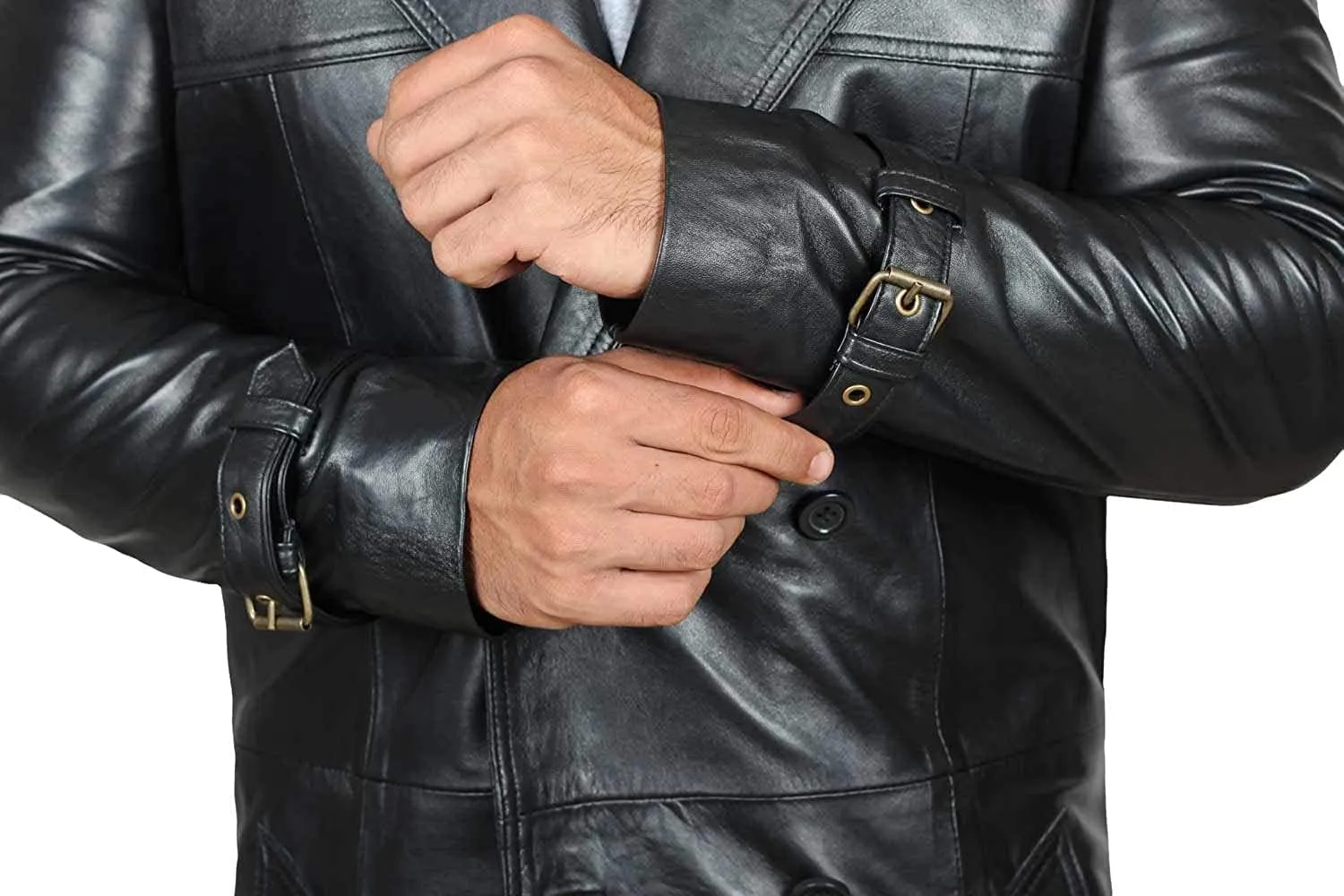 fjackets Leather Long Coat Men Full Length Peacoat Mens - Real Lambskin Leather Trench Coats For Men