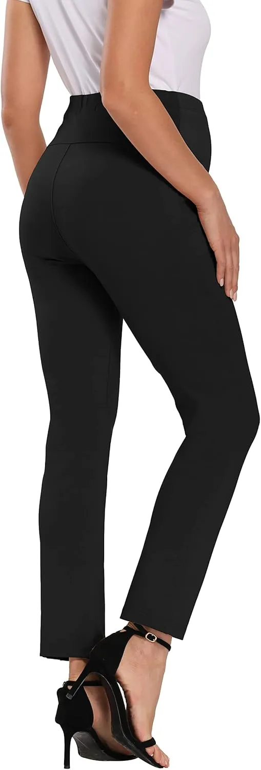 Foucome Women's Maternity Pants for Work Over The Belly Bootcut Dress Pants Stretch Pregnancy Trousers
