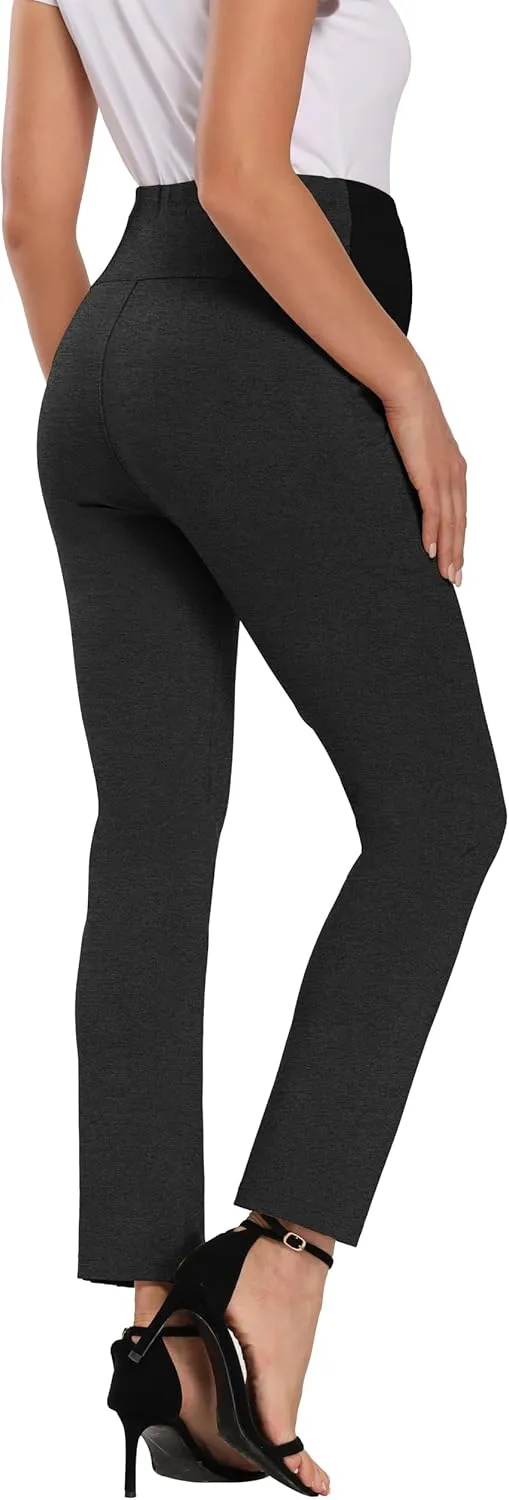 Foucome Women's Maternity Pants for Work Over The Belly Bootcut Dress Pants Stretch Pregnancy Trousers