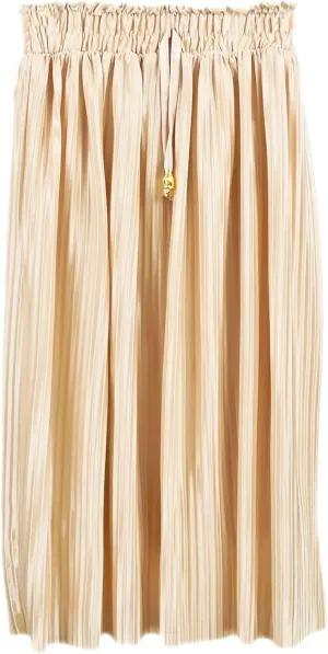 Girls Pleated Midi Skirts Elastic High Waist A-Line Kids Child Swing Midaxi Skirt Summer Fancy Dress 3-14 Years