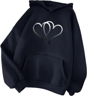 Graphic Hoodies for Teen Girls Women Heart Print Long Sleeve Oversized Pullover Cute Sweatshirts Plus Size Fashion Tops
