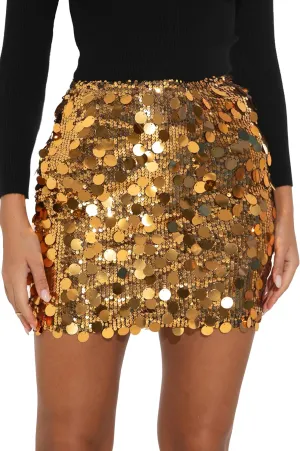 GUANYY Sequin Skirt for Women-Stretchy Bodycon Night Out Party Shine Sparkly Mini Skirts