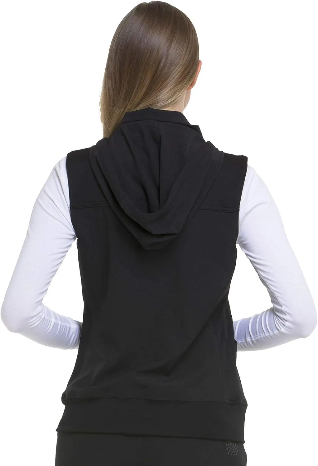 HeartSoul Zip Front Scrub Vest with Detachable Hood, Stretch Fabric HS500