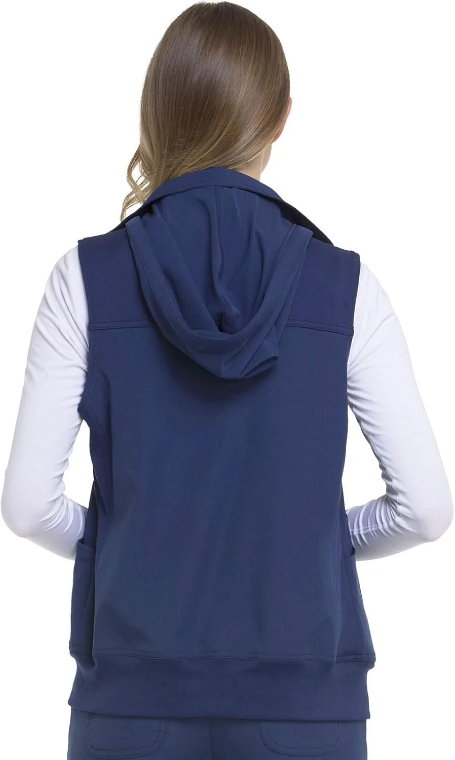 HeartSoul Zip Front Scrub Vest with Detachable Hood, Stretch Fabric HS500