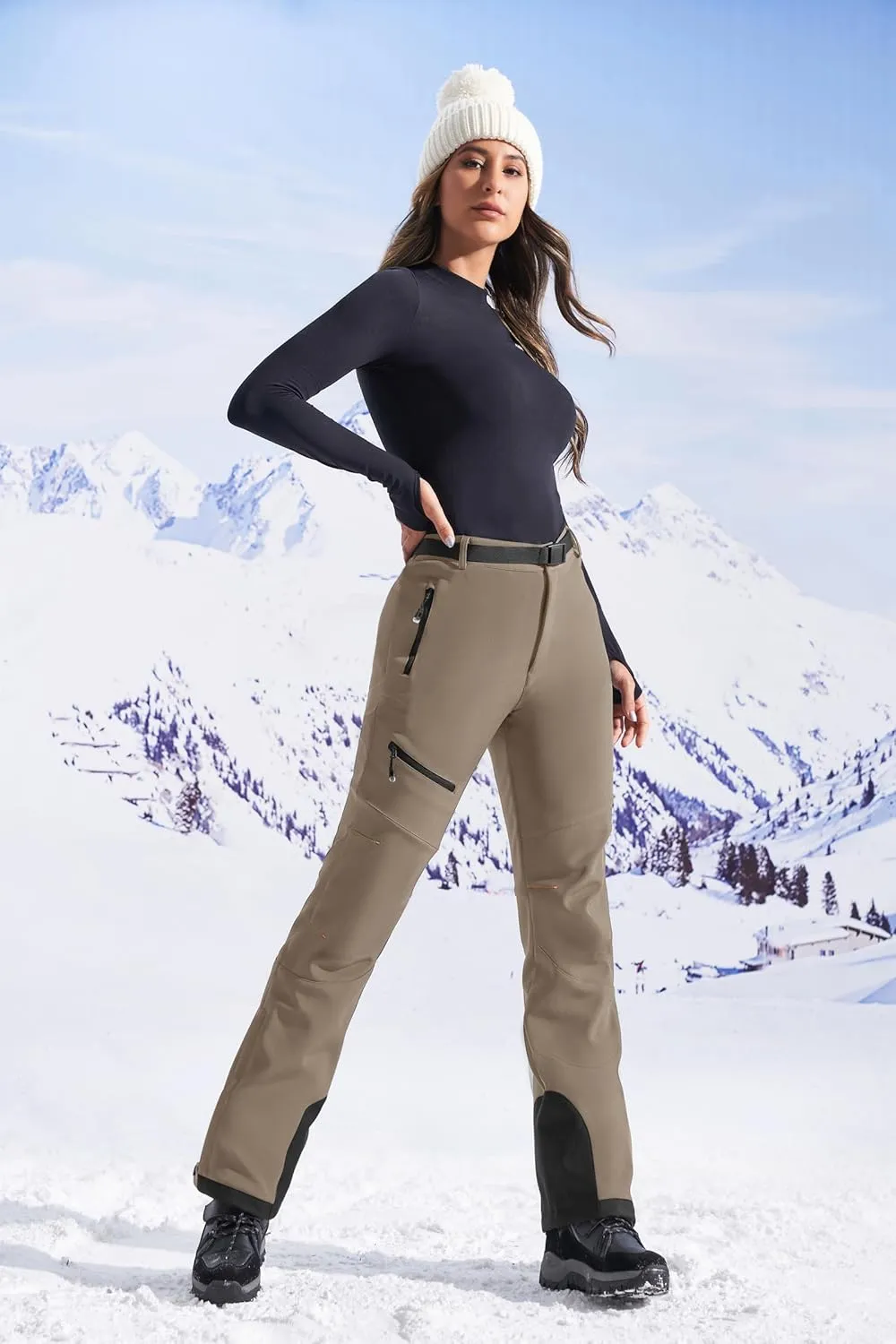 Heathyoga Snow Ski Pants Women Waterproof Softshell Insulated Fleece Lined Snowboard Pants Hiking Pants for Winter Outdoor