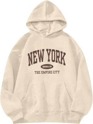 Hilinker Womens Graphic Hoodies Drawstring Long Sleeve Sweatshirt with Pocket Pullover
