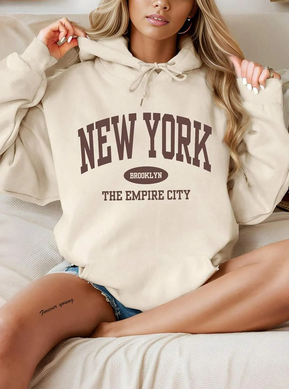 Hilinker Womens Graphic Hoodies Drawstring Long Sleeve Sweatshirt with Pocket Pullover