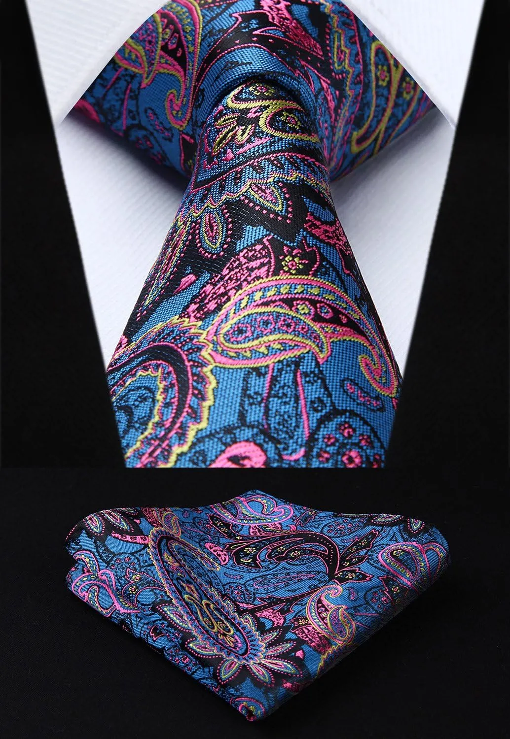 HISDERN Mens Vest Tie Set 3PC Formal Waistcoat Paisley Floral Jacquard Necktie Pocket Square Suit Vests Wedding Party