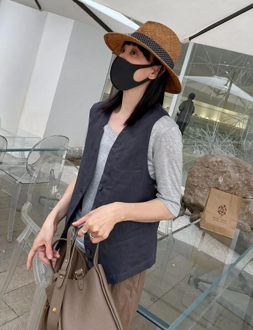 IDEALSANXUN Womens Linen Vest Casual Lightweight Sleeveless Blazer Spring Summer Jackets