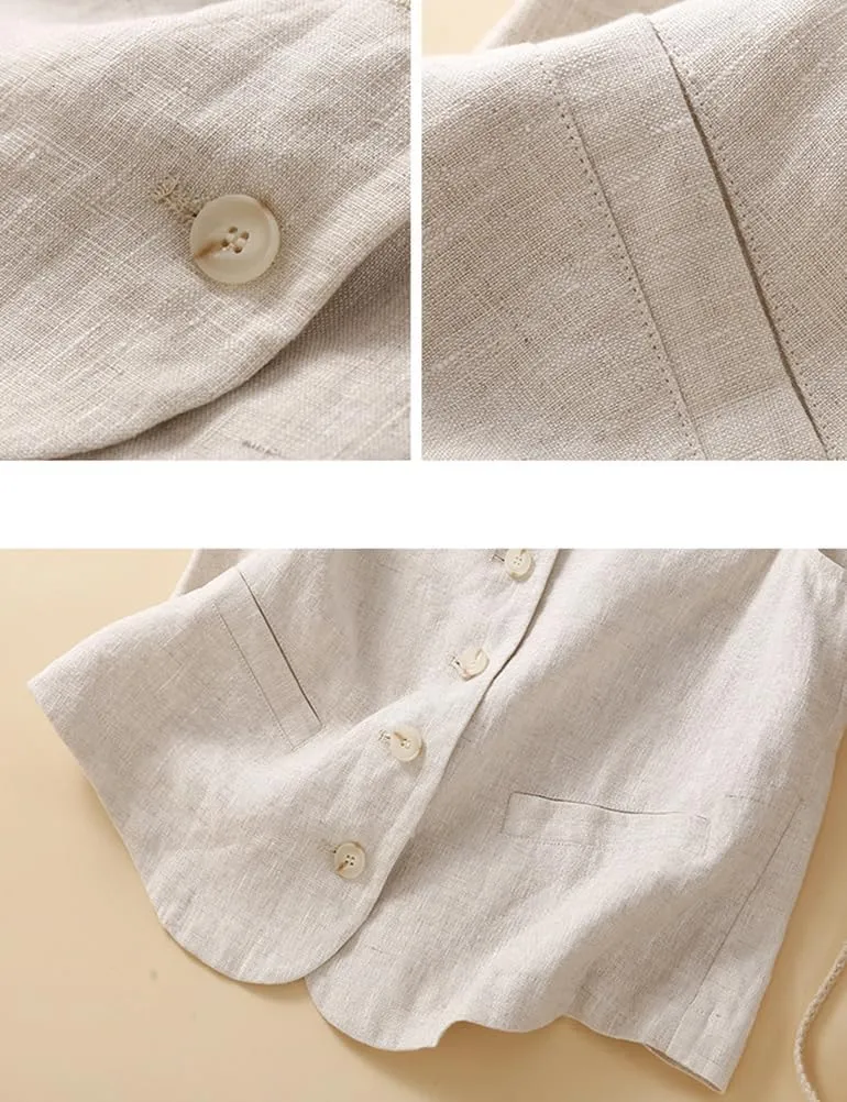 IDEALSANXUN Womens Linen Vest Casual Lightweight Sleeveless Blazer Spring Summer Jackets