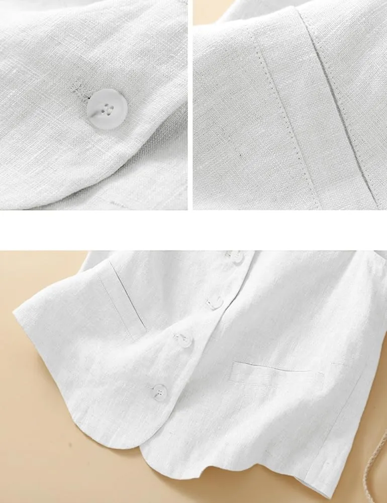 IDEALSANXUN Womens Linen Vest Casual Lightweight Sleeveless Blazer Spring Summer Jackets