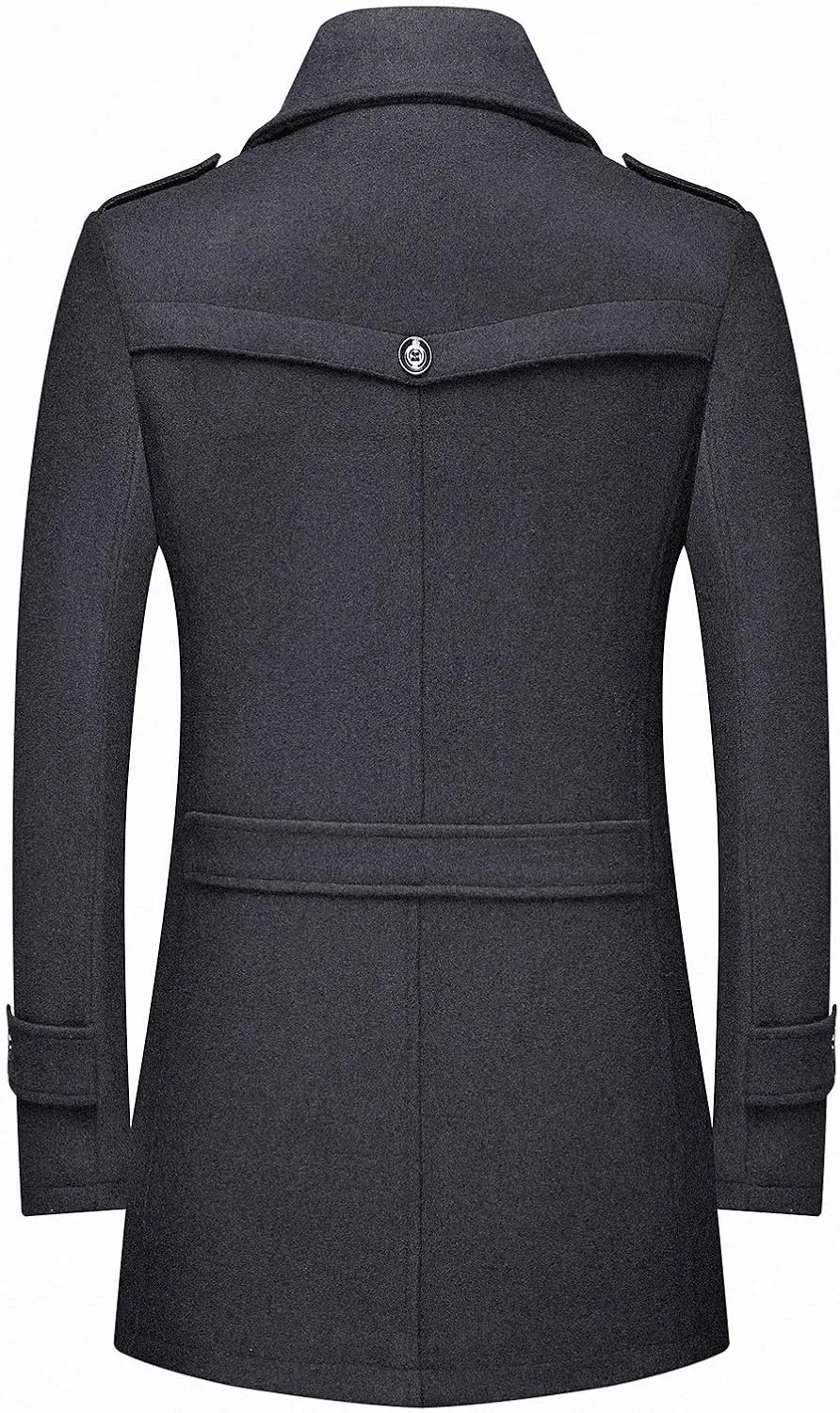 INVACHI Men's Wool Blend Coat Warm Winter Trench Coat with Detachable Soft Scarf Single Breasted Pea Coat