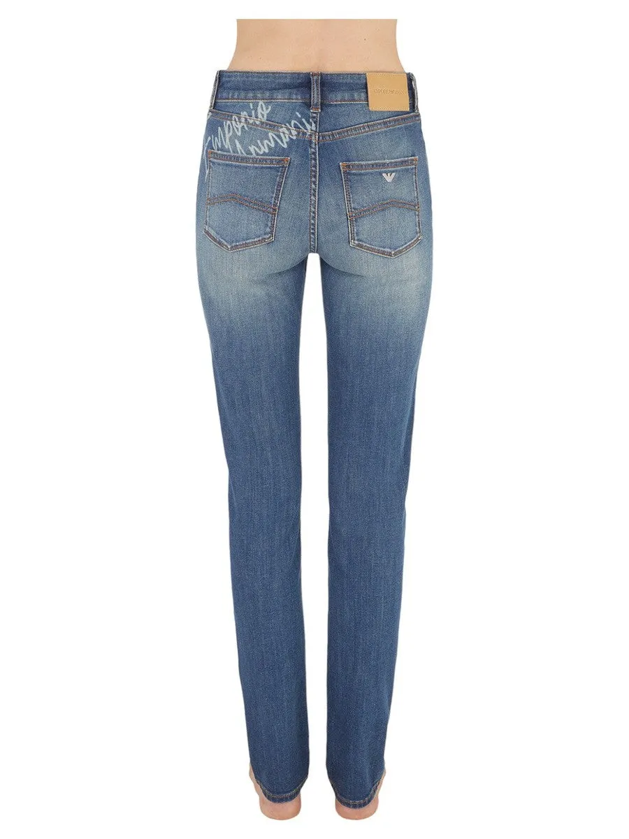 Jeans con Scritta Logo Posteriore Slim Fit