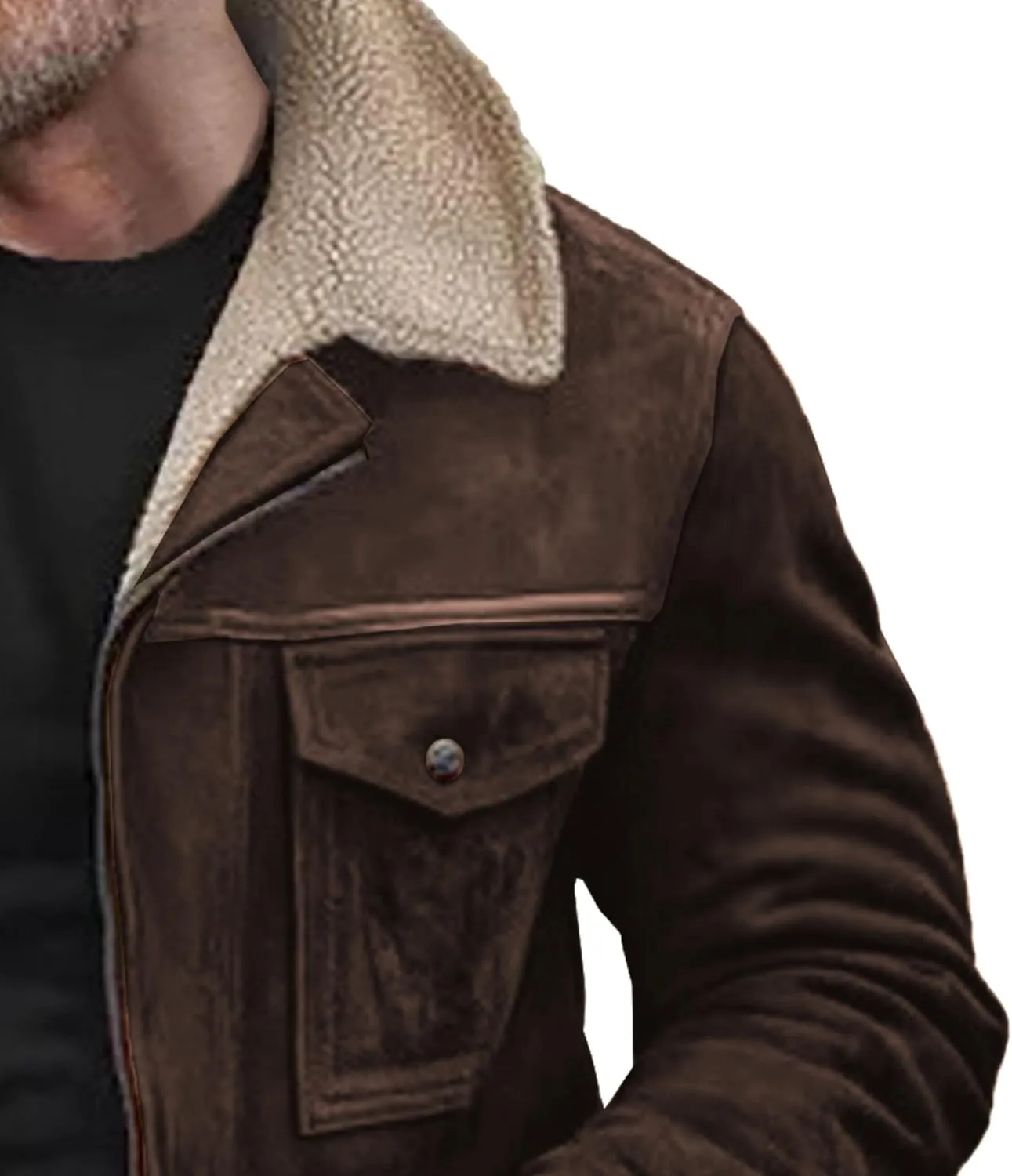 JEShifangjiusu Mens Notch Lapel Trench Coat Slim Fit Wool Blend Long Pea Coat Winter Outdoor Warm Overcoat