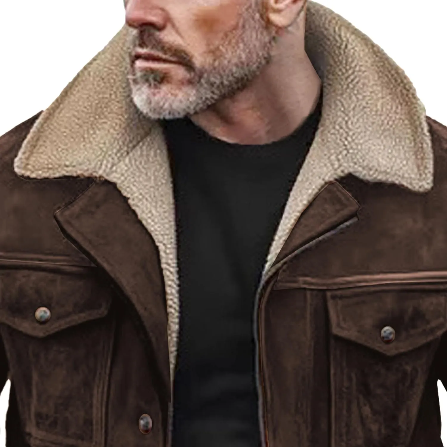 JEShifangjiusu Mens Notch Lapel Trench Coat Slim Fit Wool Blend Long Pea Coat Winter Outdoor Warm Overcoat