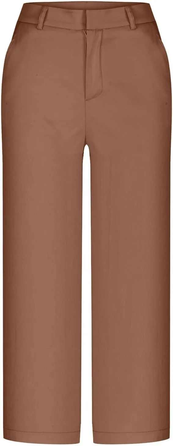JIEMUXIU Capri Pants for Women Summer 2025 Casual Stretch Pants Loose Comfy Trendy Elastic Waist Cropped Trouser Beach Pants