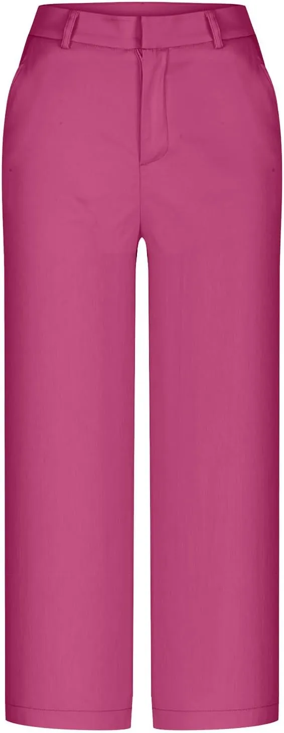JIEMUXIU Capri Pants for Women Summer 2025 Casual Stretch Pants Loose Comfy Trendy Elastic Waist Cropped Trouser Beach Pants