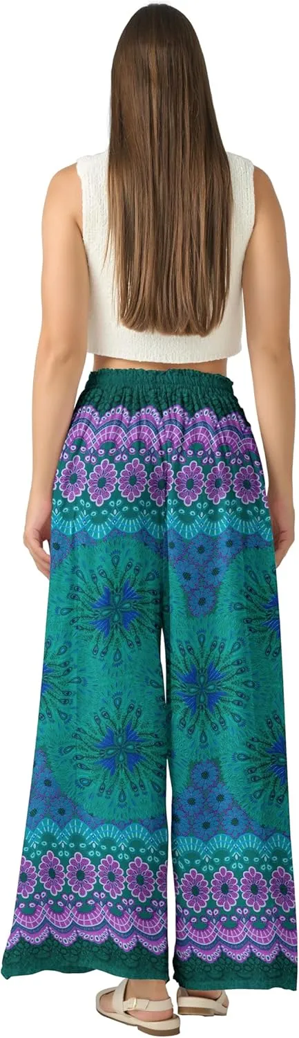 Joob Joob Wide Leg Pants for Women - High Waist Casual Women's Palazzo Pants - Flowy Elastic Waisted Trousers with Pockets