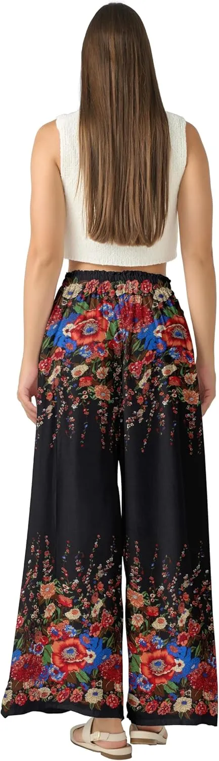 Joob Joob Wide Leg Pants for Women - High Waist Casual Women's Palazzo Pants - Flowy Elastic Waisted Trousers with Pockets