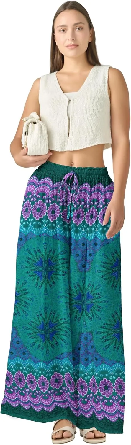 Joob Joob Wide Leg Pants for Women - High Waist Casual Women's Palazzo Pants - Flowy Elastic Waisted Trousers with Pockets