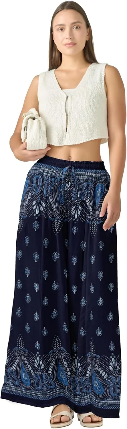 Joob Joob Wide Leg Pants for Women - High Waist Casual Women's Palazzo Pants - Flowy Elastic Waisted Trousers with Pockets