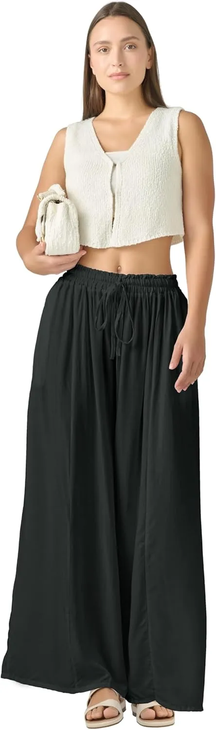 Joob Joob Wide Leg Pants for Women - High Waist Casual Women's Palazzo Pants - Flowy Elastic Waisted Trousers with Pockets