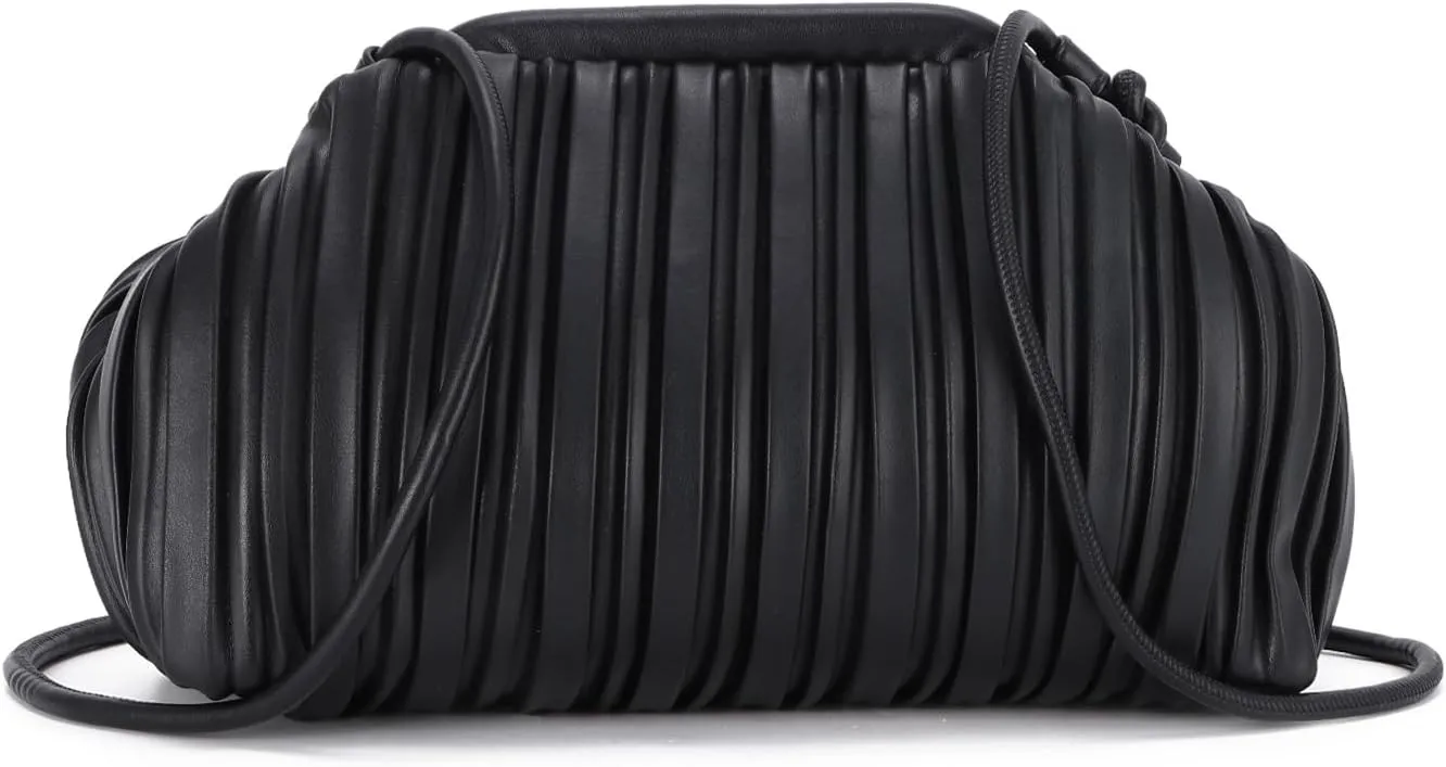 KUANG! Pu Leather Clutch Purse for Women Cloud Bag Formal Pleated Evening Clutch for Party