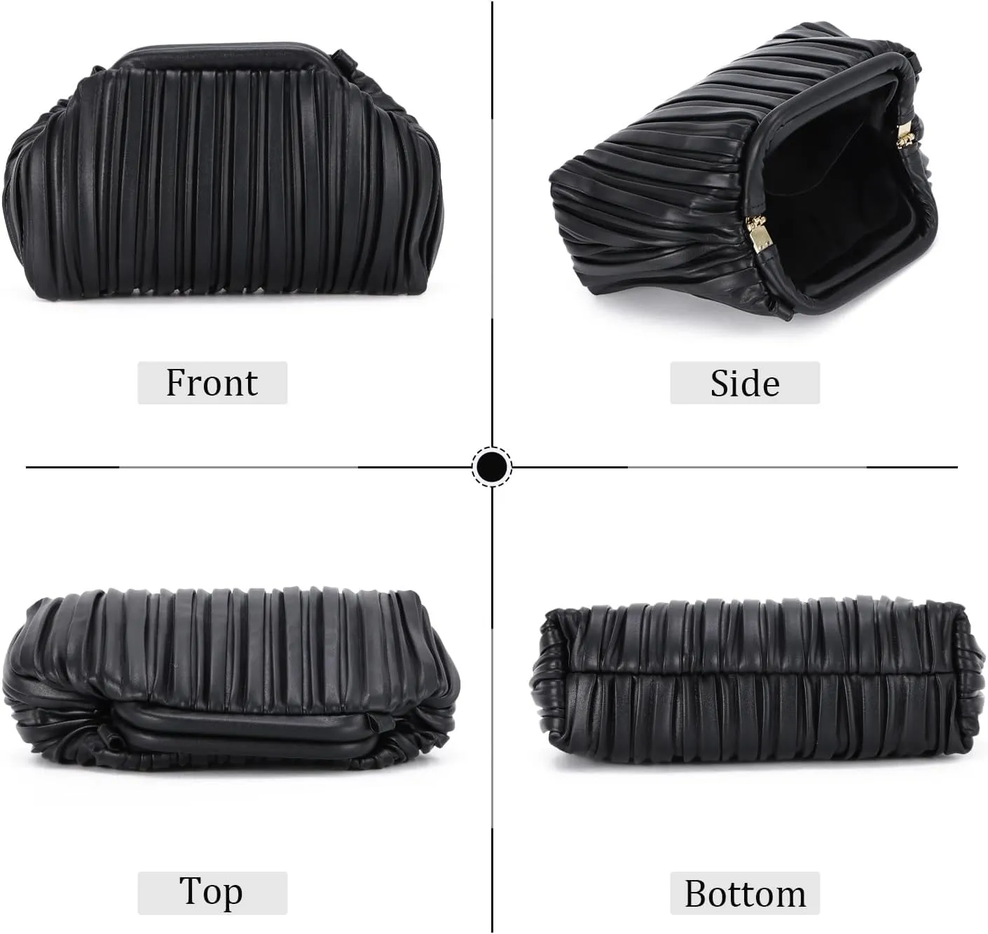KUANG! Pu Leather Clutch Purse for Women Cloud Bag Formal Pleated Evening Clutch for Party