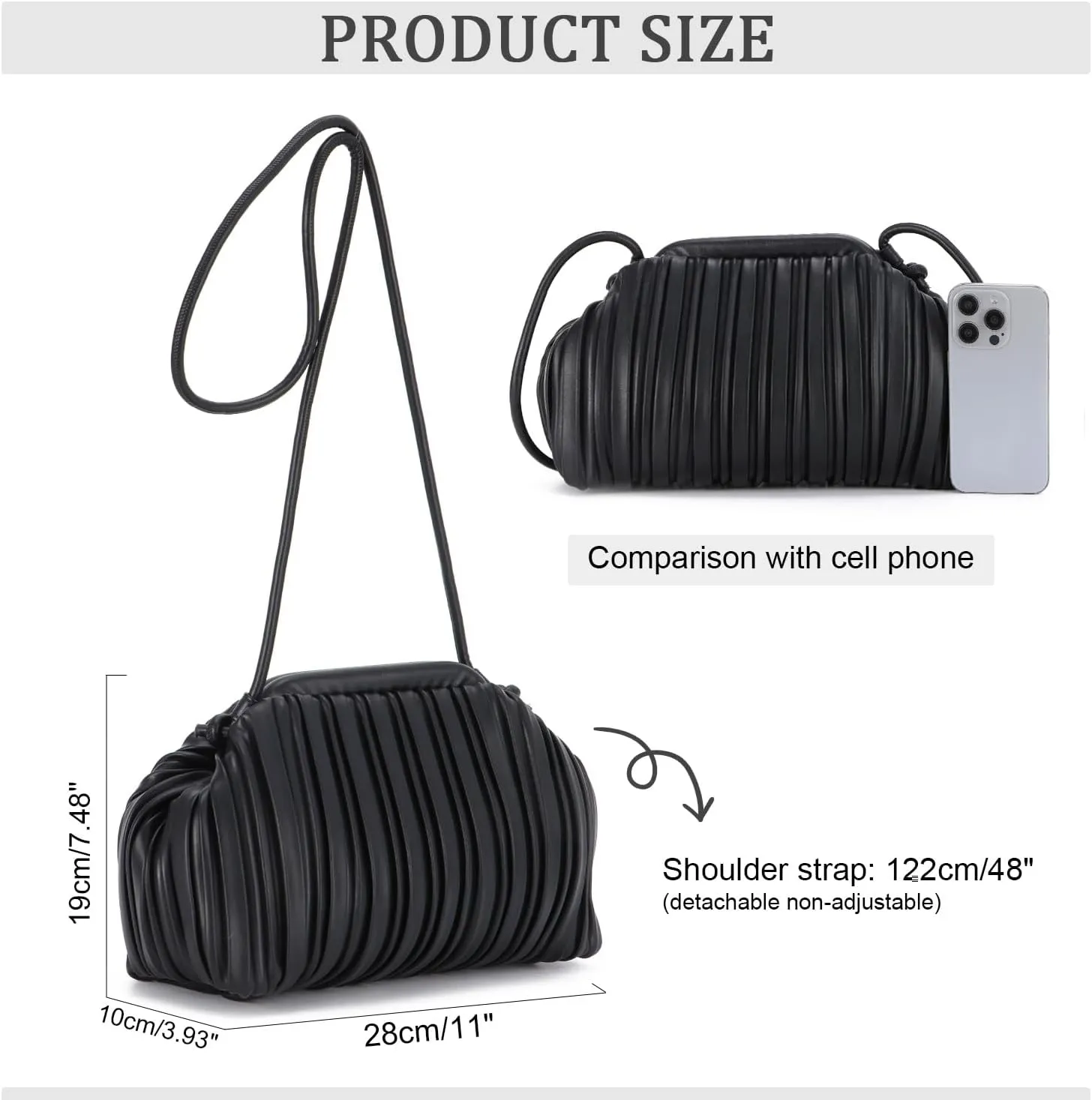 KUANG! Pu Leather Clutch Purse for Women Cloud Bag Formal Pleated Evening Clutch for Party