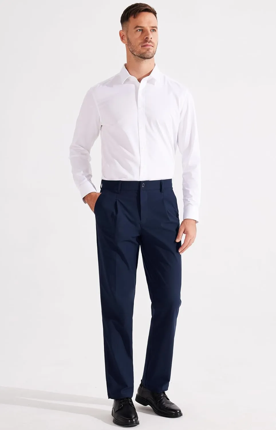 Libin Men's Dress Pants Classic Fit Pleated Front Work Golf Pants 29" 31" 33" Stretch Business Casual Pants Lightweight