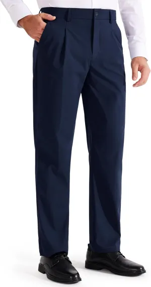 Libin Men's Dress Pants Classic Fit Pleated Front Work Golf Pants 29" 31" 33" Stretch Business Casual Pants Lightweight
