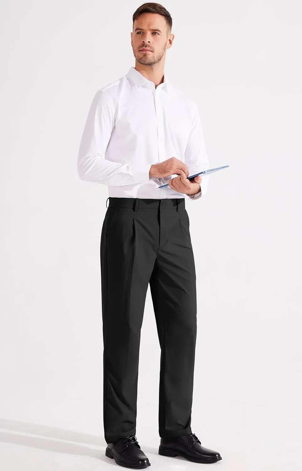 Libin Men's Dress Pants Classic Fit Pleated Front Work Golf Pants 29" 31" 33" Stretch Business Casual Pants Lightweight